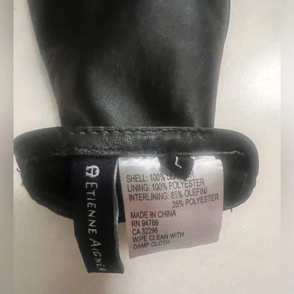 Etienne Aigner Black Leather Driving Gloves Thinsulate Size L Women’s